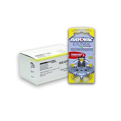 Rayovac Extra Mercury Free Hearing Aid Batteries Size: 10 (60 Batteries)