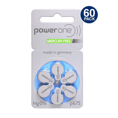 Power One 675 Mercury Free Hearing Aid Batteries